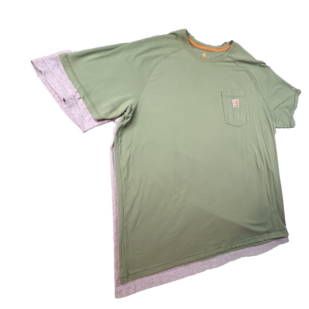 LOT OF 2 Men's 2XL Green & Gray Carhartt Short Sleeve T Shirts SEE DESCRIPTION - Picture 2 of 8